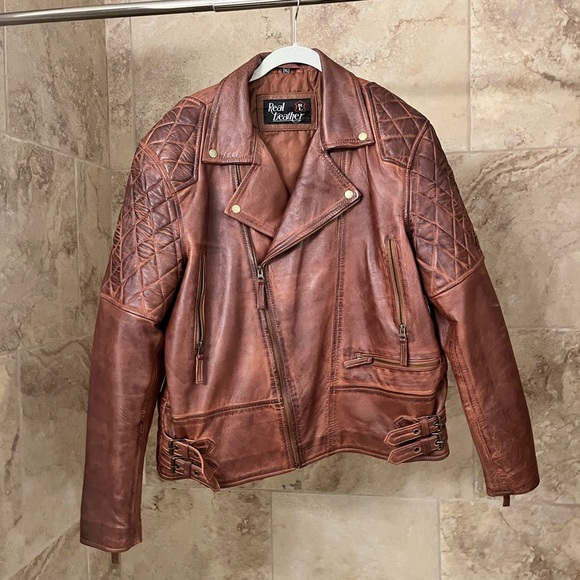 real leather Other - Real Leather RL Brown Motorcycle Jacket
